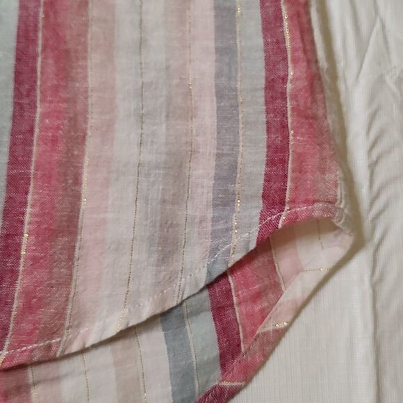 Beachlunchlounge collection Striped Short Sleeve Button Shirt Top Size XS - Picture 5 of 6